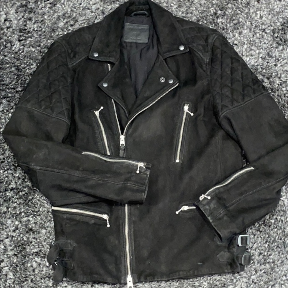 All Saints Suede Quilted Jacket - L